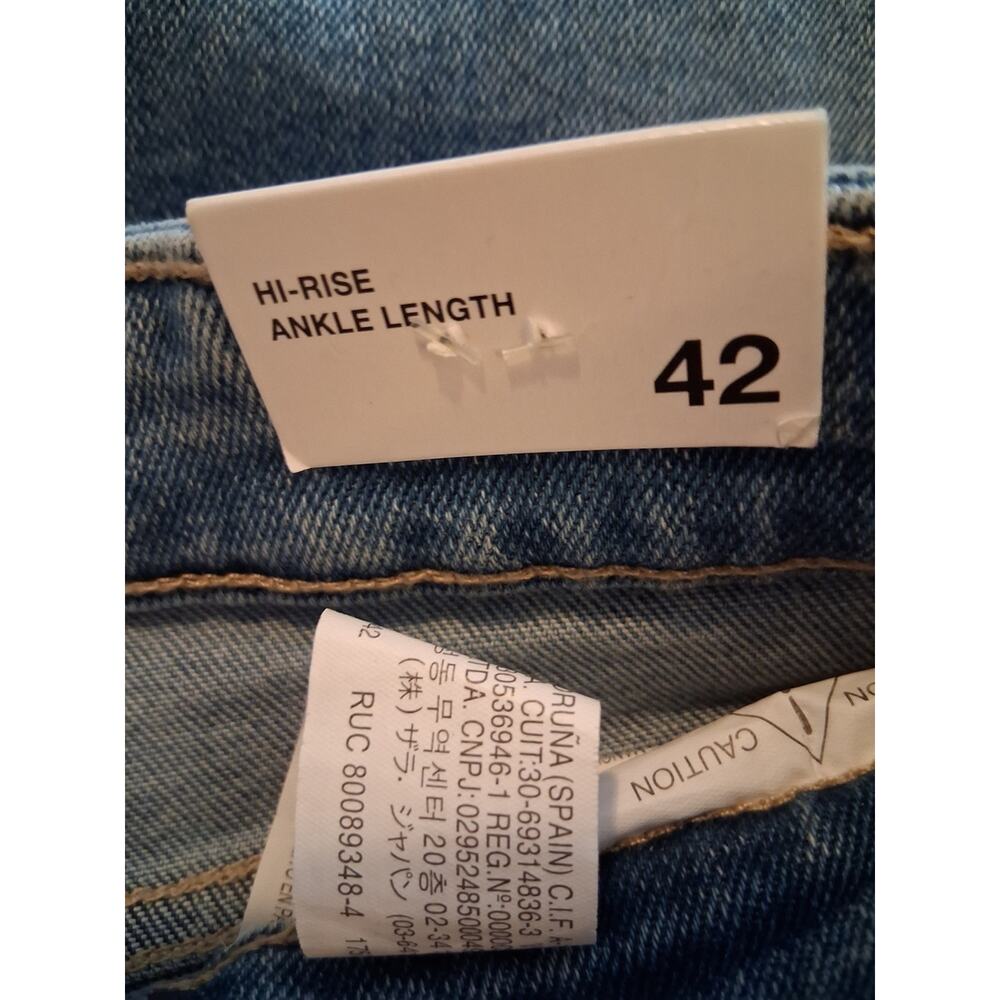 Zara Vintage Mid Blue High-Rise Slim Straight Jeans Size 10 - Picture 7 of 8